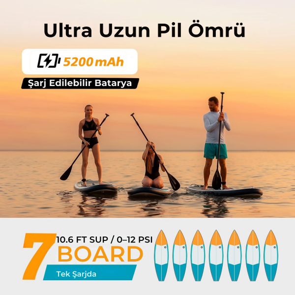 SavaBoards D21 Pro şarjlı elektrikli sup pompası yüksek batarya kapasiteli