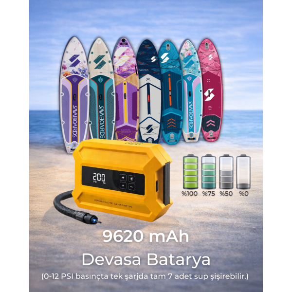 SavaBoards D21 Pro şarjlı elektrikli sup pompası yüksek batarya kapasiteli